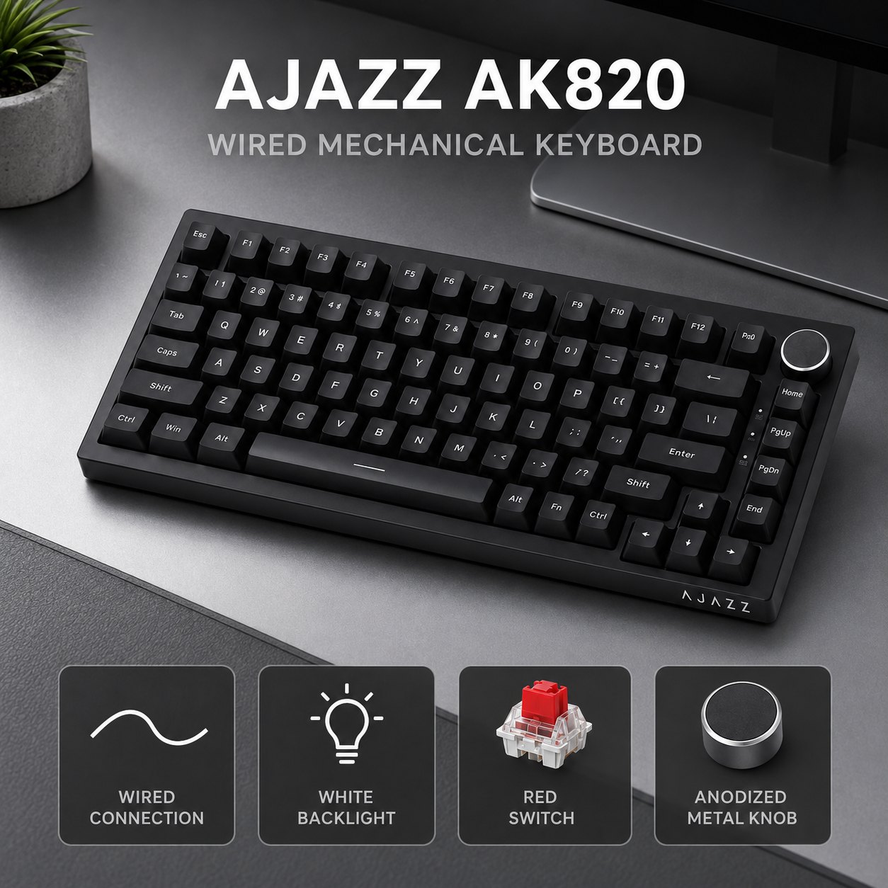 Keyboard Gaming Blue Switch - Teclado Mecânico para Jogos AJAZZ AK820
