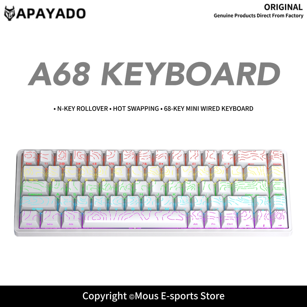 Teclado Mecânico APAYADO A68 c - Keyboard Gaming Blue Switch avaliação e preço